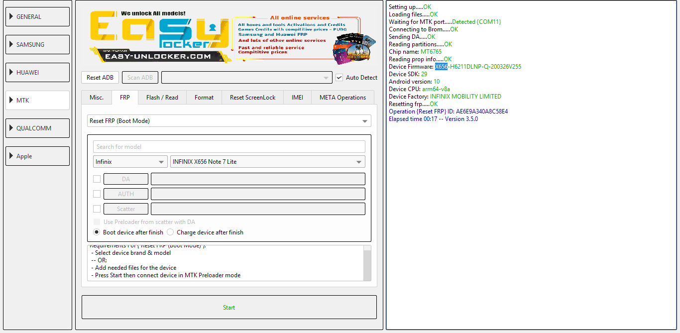 Resetting frp X656 By EFT