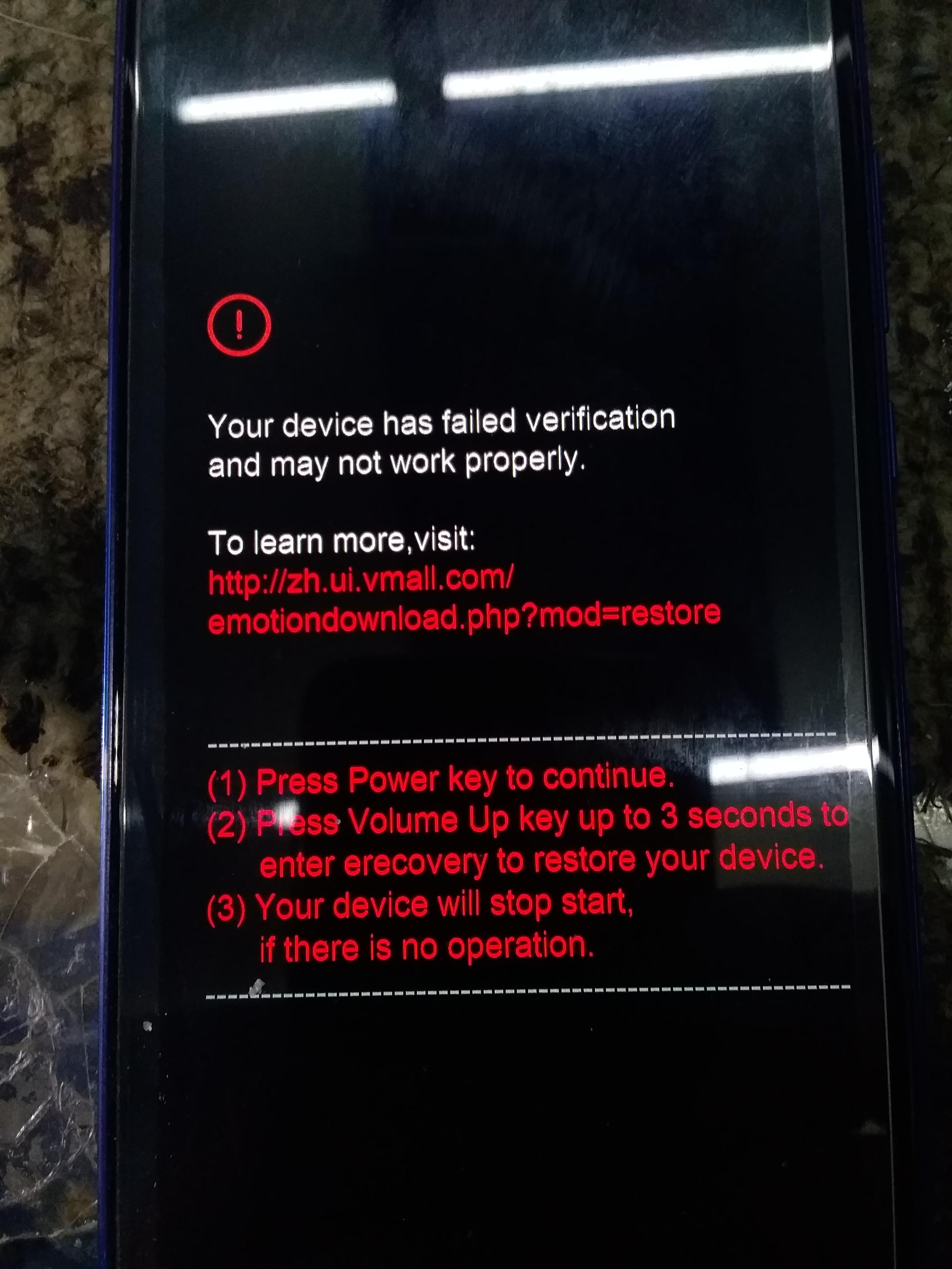 Your device has failed verification