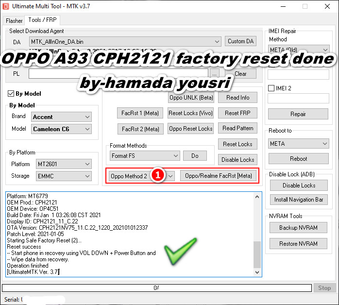 OPPO A93 CPH2121 factory reset done-by-UMT