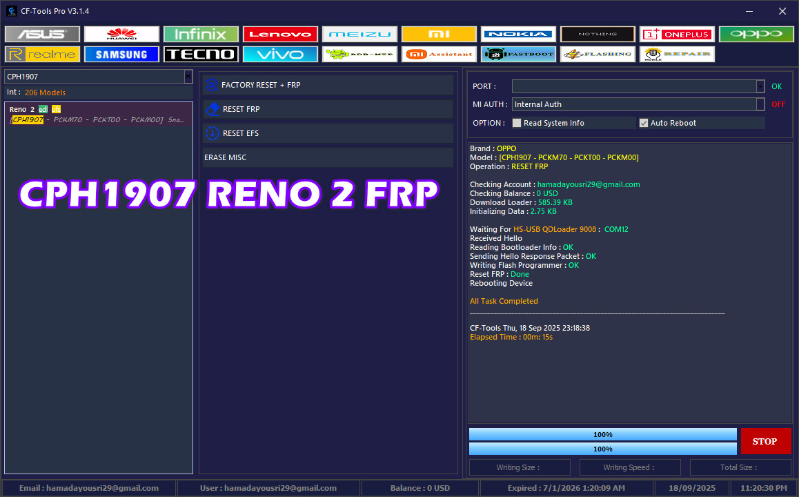 CPH1907 RENO 2 FRP