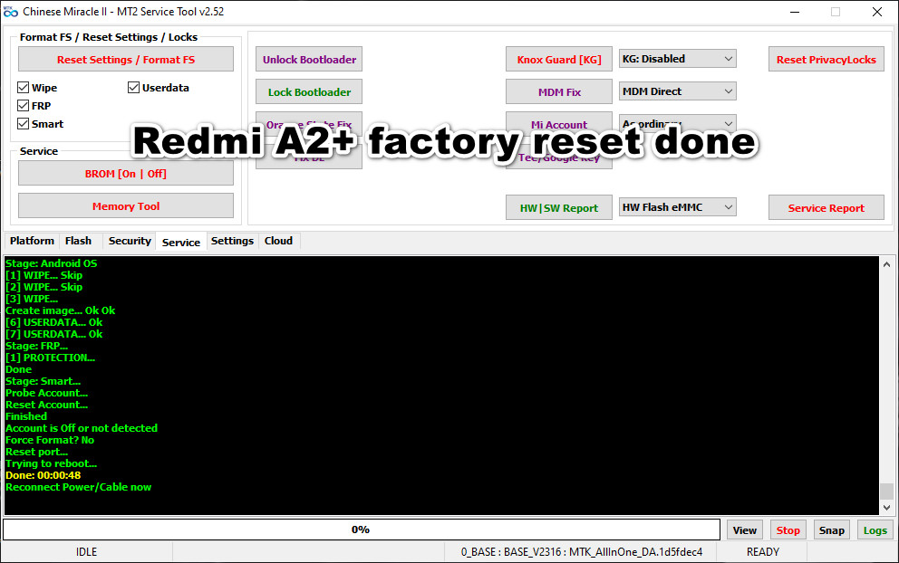 Redmi A2+ factory reset done