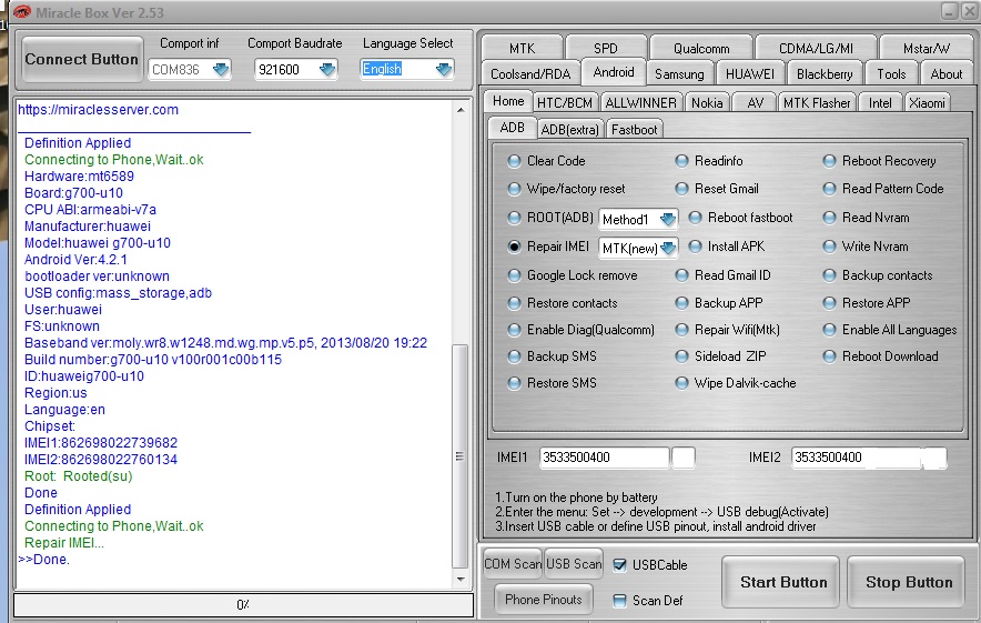 HUAWEI G700-U10 IMEI REPAIR DONE