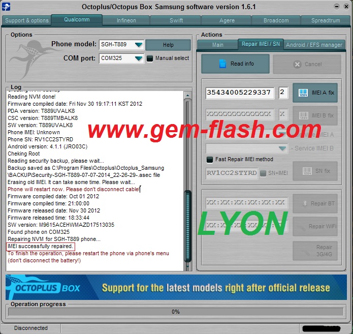 �� ���� IMEI For Note II ������� ������� SGH-T889