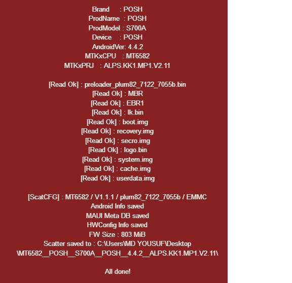 ������� ���� ����� ������  ������  Posh S700A MT6582 4.4.2