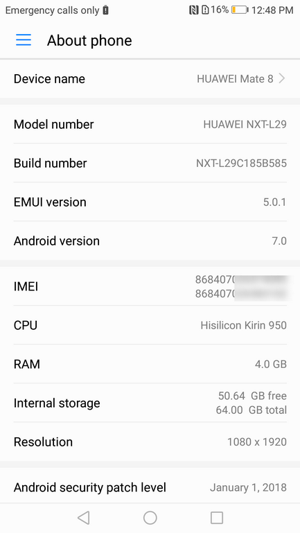    Huawei Mate 8(NXT-L29)