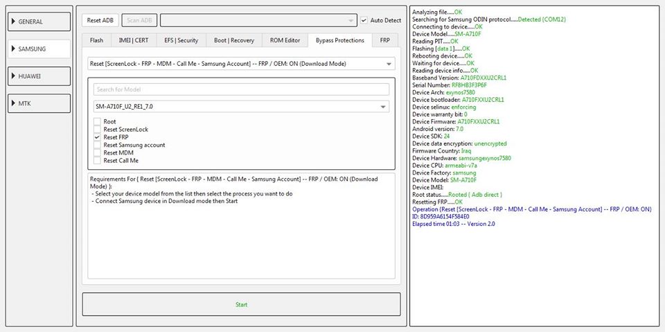 a710f u2 frp reset