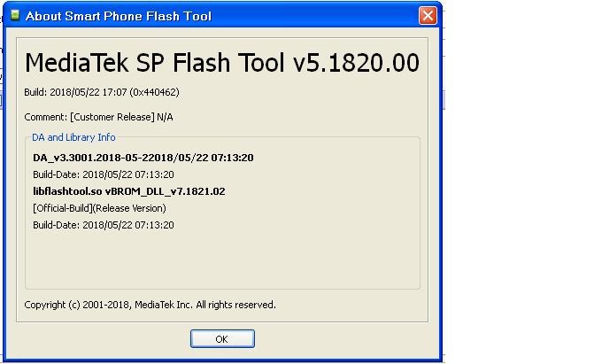    SP Flash Tool v5.1820.00