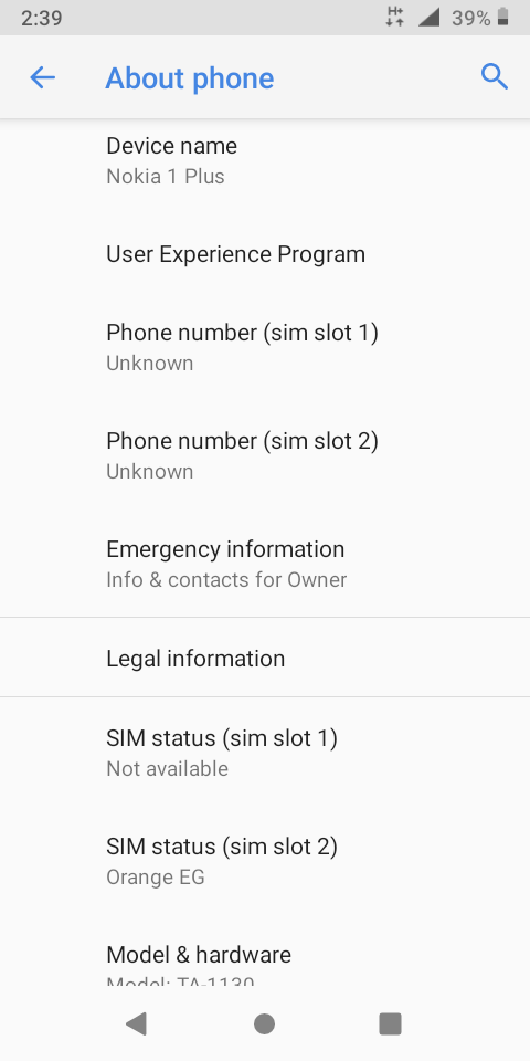���� ���� ����� Nokia 1 Plus (TA-1130)