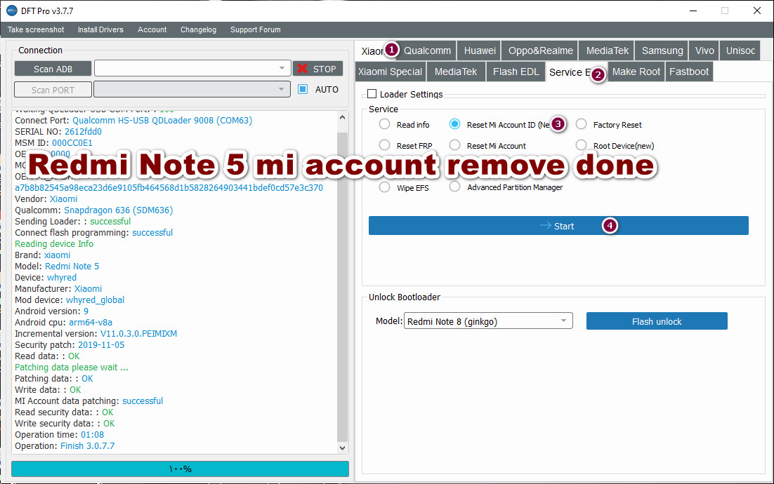 Redmi Note 5 mi account remove done