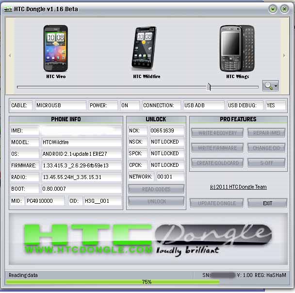 HTCDongle 1.16Beta Released! HTCDesire HD & Incredible S added!