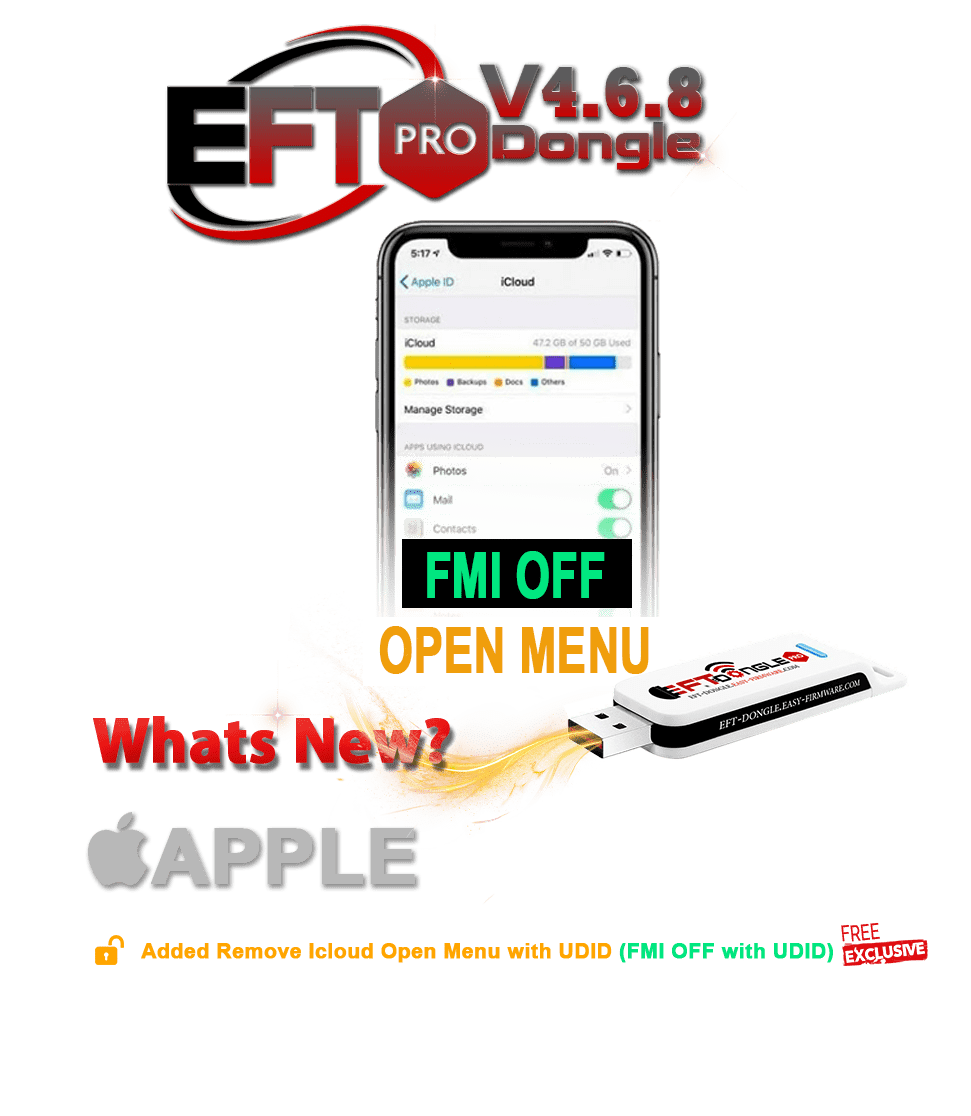 EFT Pro Dongle Update V4.6.8 is released (Remove Icloud Open Menu with UDIDl FMI OFF)