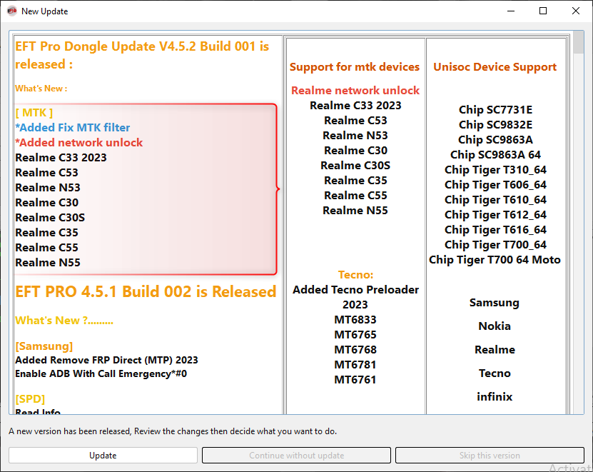 EFT_ Pro Dongle V4.5.2 is Released Fix MTK Filter & Network Unlock