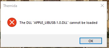   the DLL apple_libusb-1.dll cannot ble loaded