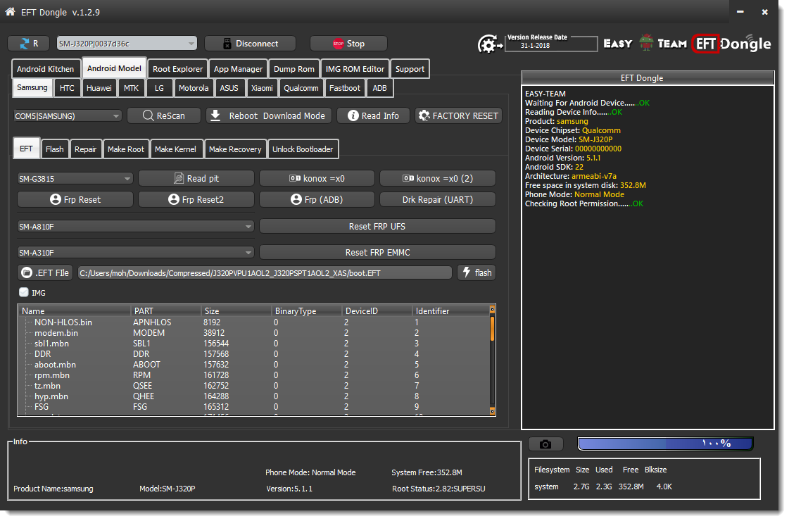 SAMSUNG ( SM-J320P ) ROOT DONE By EFT