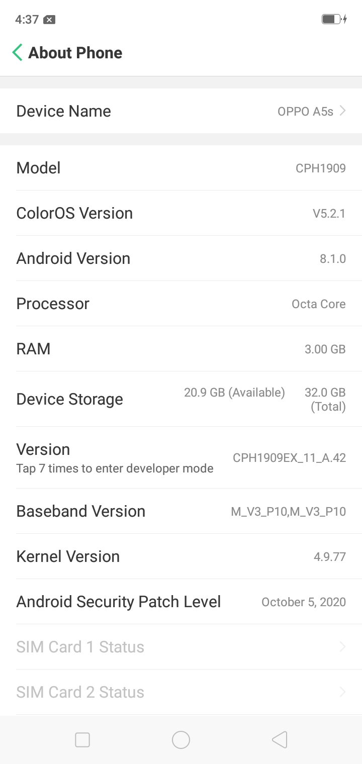 OPPO A5S Factory Reset Done