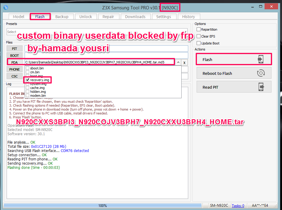�� �����  N920C custom binary userdata blocked by frp
