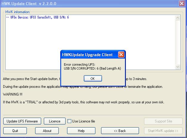 ������ ����� ���� USB S/N CORRUPTED: 6 (Bad Length A)