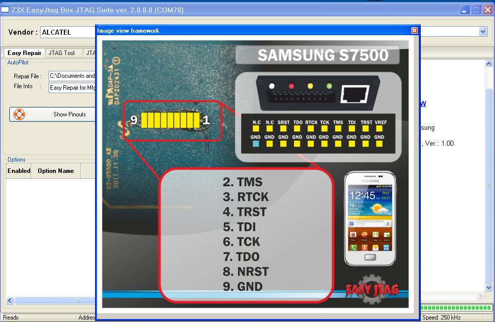 repair boot and flash dump for GT-S7500T by easy jtag done