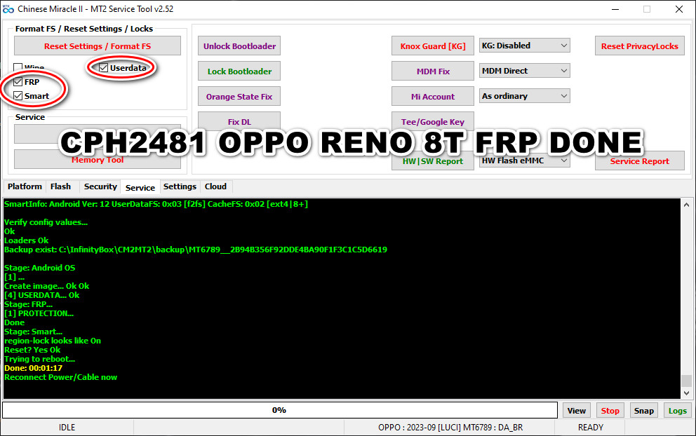 CPH2481 OPPO RENO 8T FRP DONE