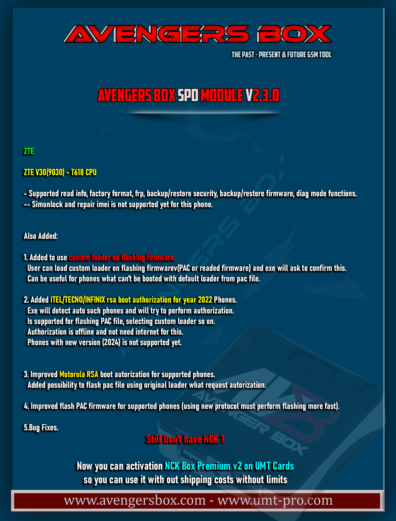Avengers Box / UMTPro SPD Module v2.3.0 Released