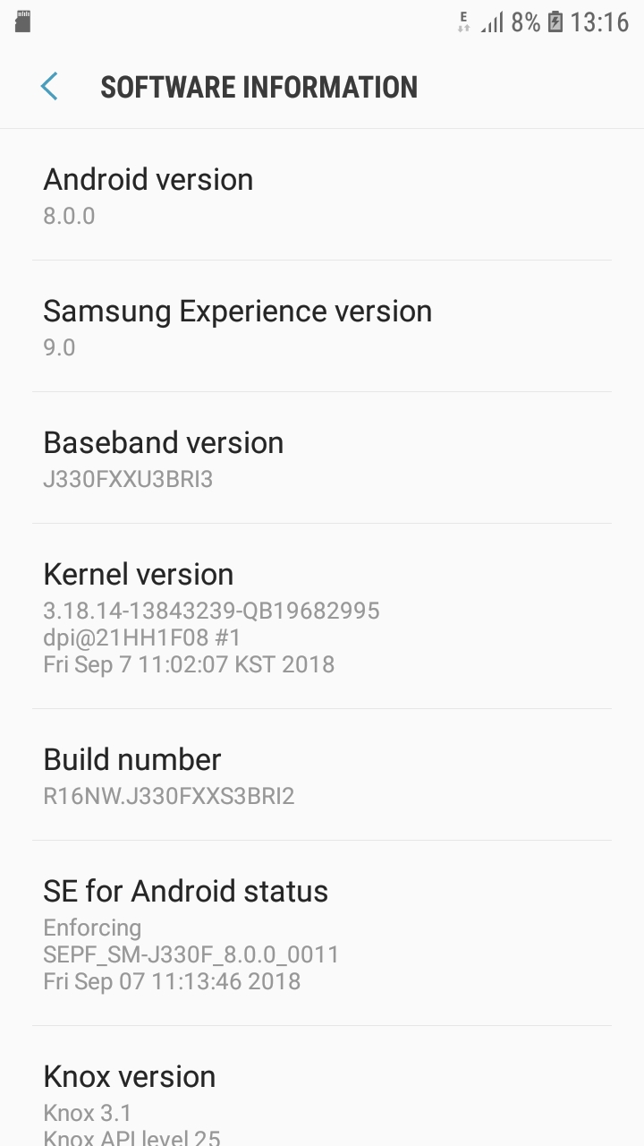   Samsung J330F U3/S3 Android 8