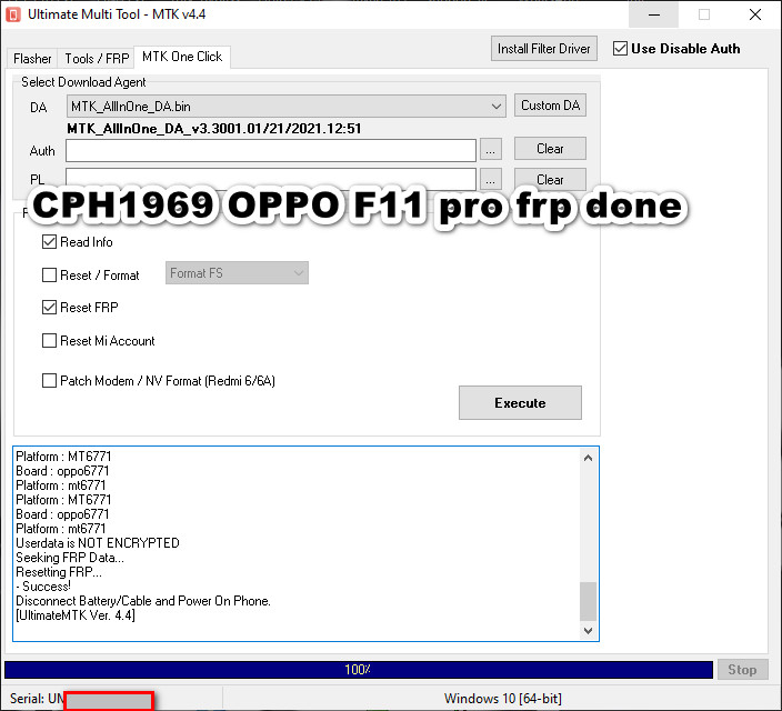 CPH1969 OPPO F11 pro frp done