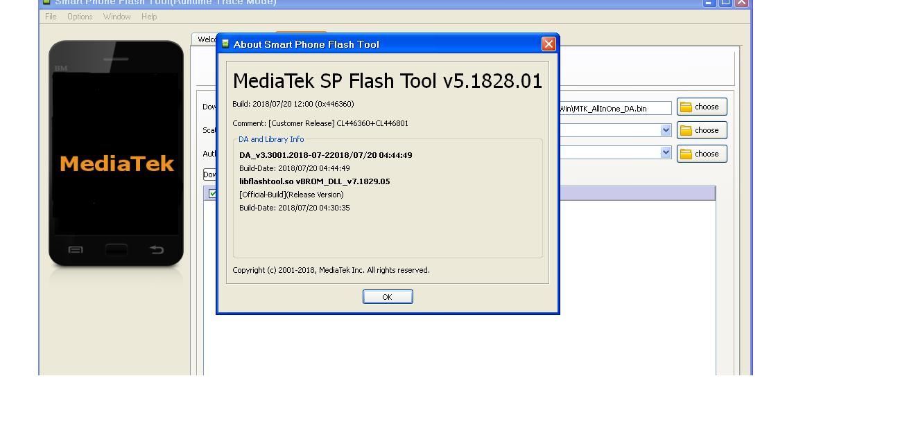 ����� ���� ������� SP Flash Tool v5.1828.01
