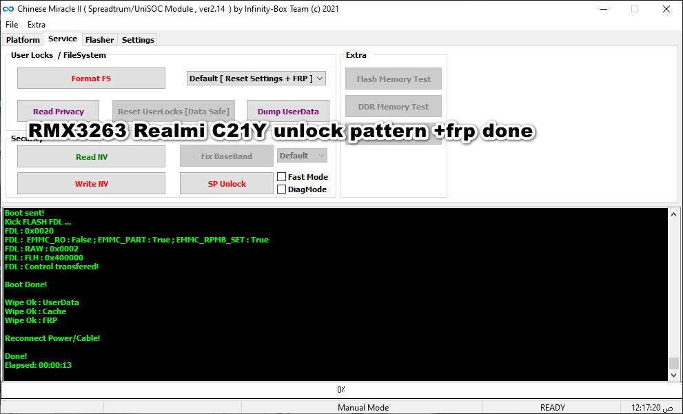 RMX3263 Realmi C21Y unlock pattern +frp done