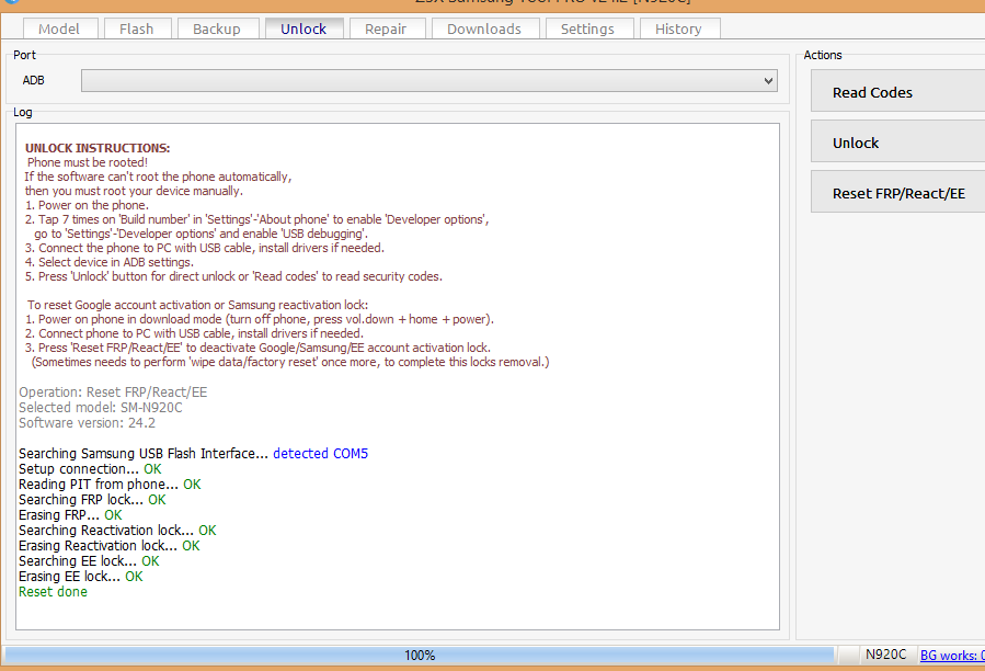 N920C Note 5 GoogleLock reset FRP Done by Z3x Pro