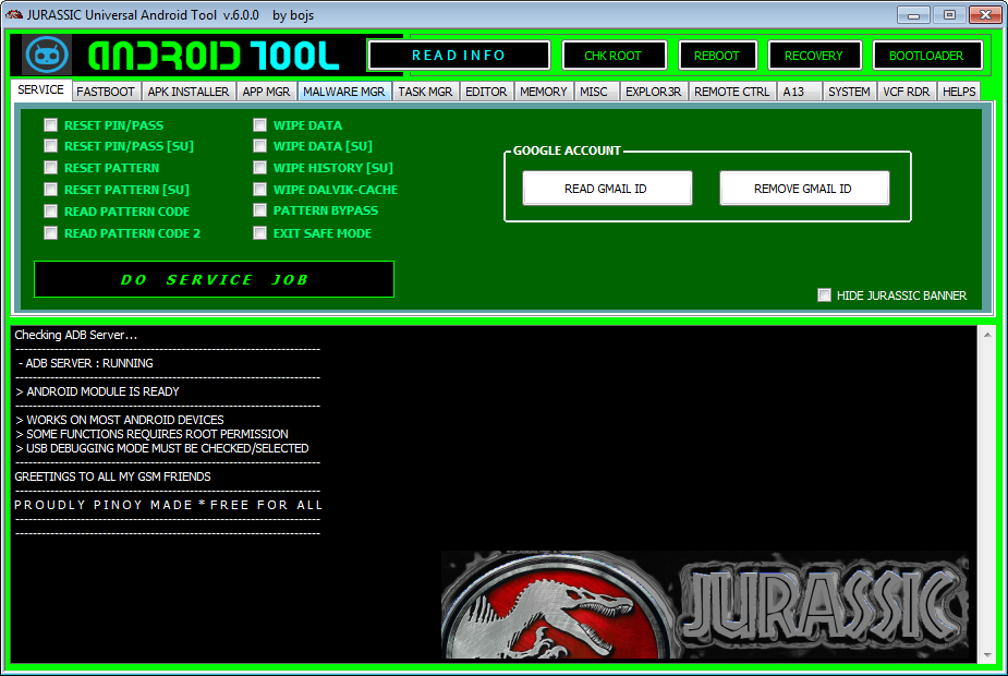      JURASSIC Android Tool      