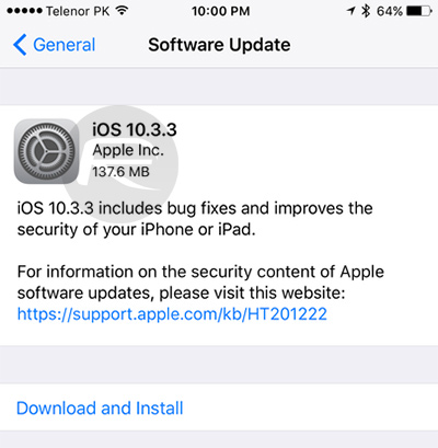 Download iOS 10.3.3 Final IPSW