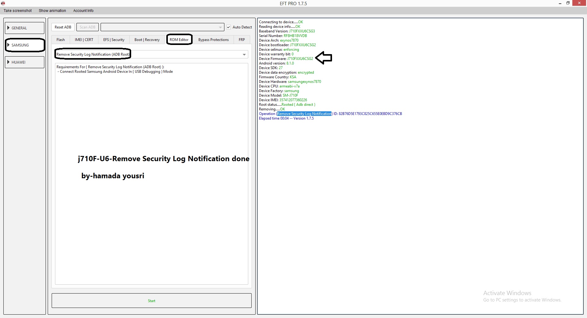 j710F-U6-Remove Security Log Notification DONE