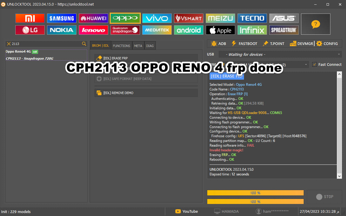 CPH2113 OPPO RENO 4 frp done