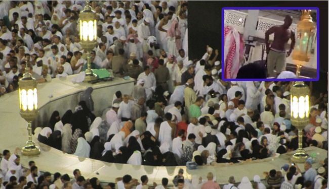 تحطيم فوانيس حول الكعبة تحطيم فوانيس حول الكعبة