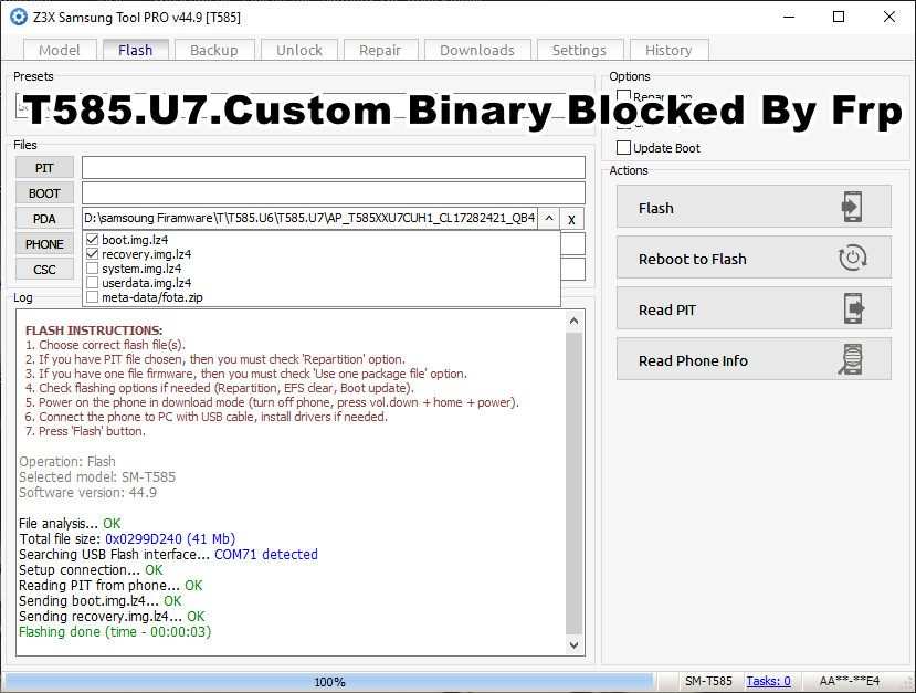 T585.U7.Custom Binary Blocked By Frp