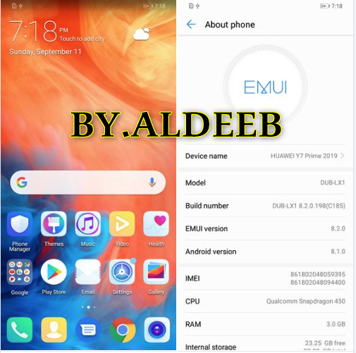 Frp bypass Huawei Y7 Prime 2019 DUB LX1 Test point
