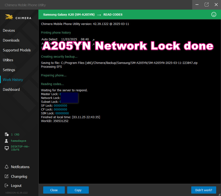 A205YN Network Lock done