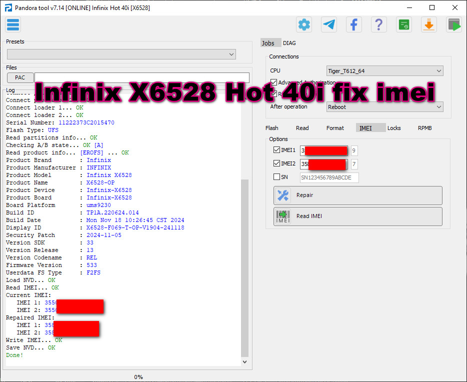X6528 Hot 40i fix imei done