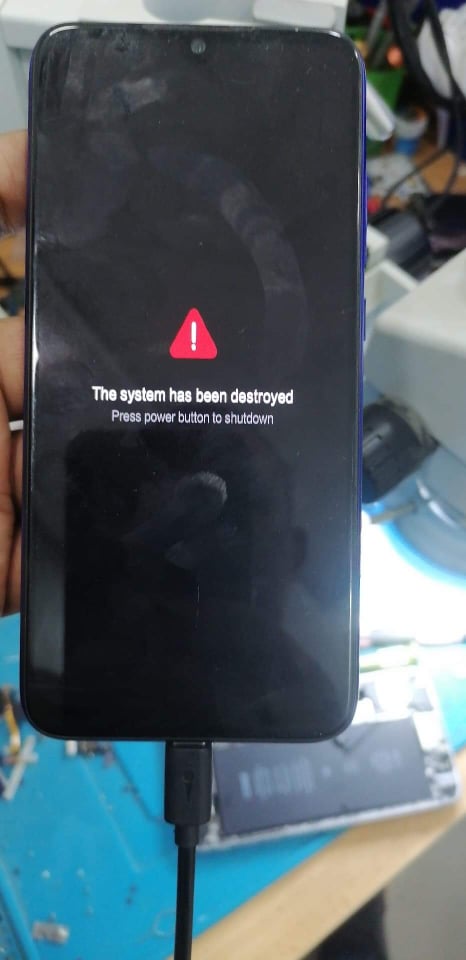       the system has been destroyed  redmi note 7    