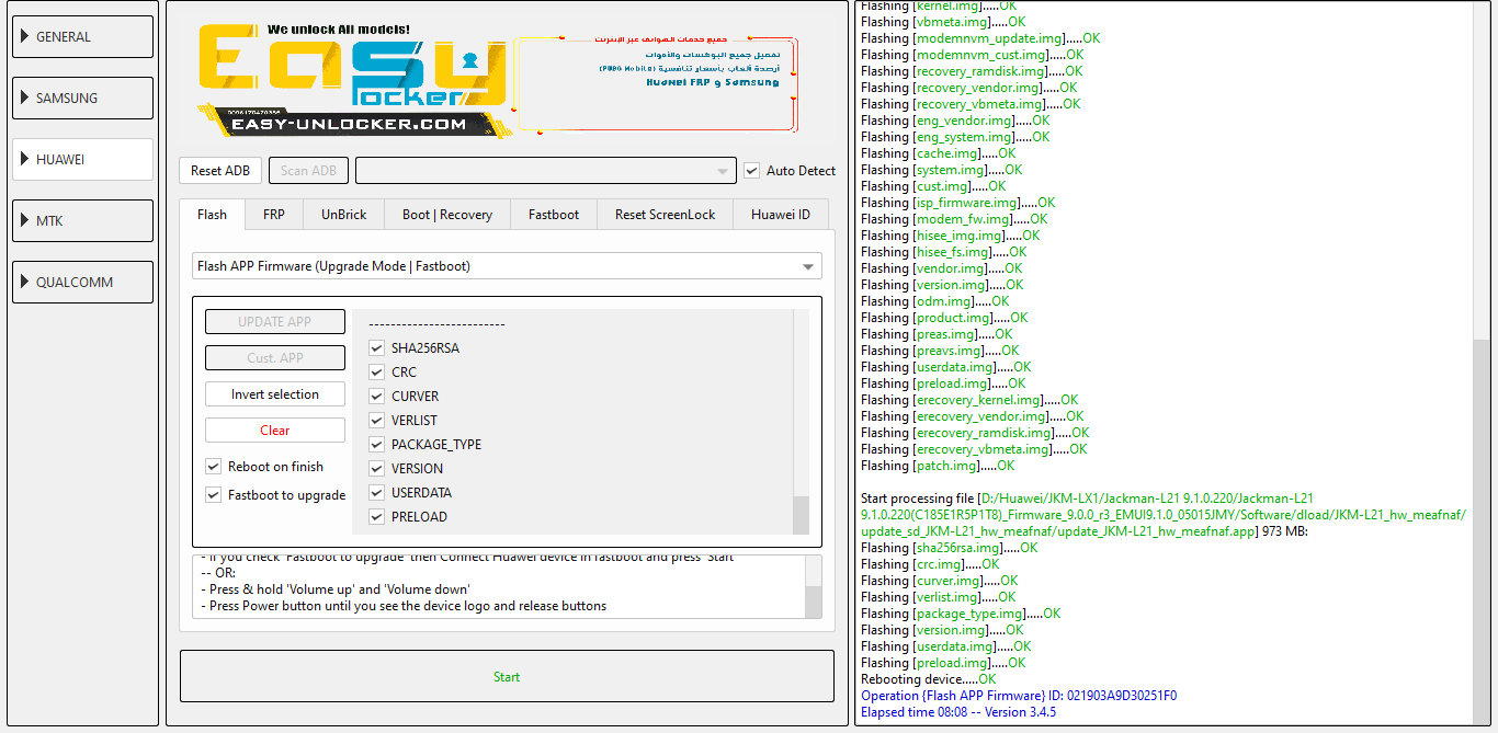 Downgrade to reset FRP JKM-LX1 via EFT Pro