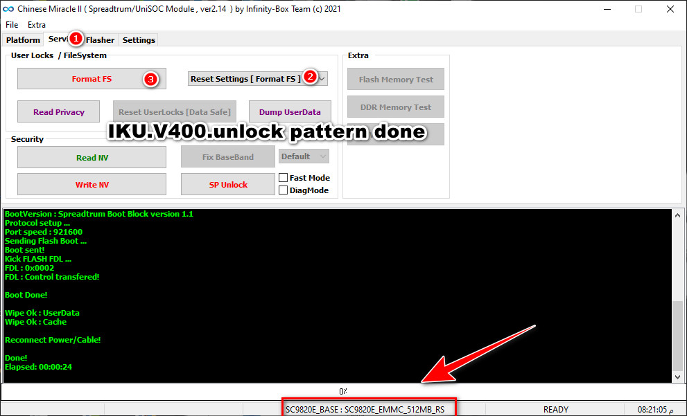 IKU.V400.unlock pin code done