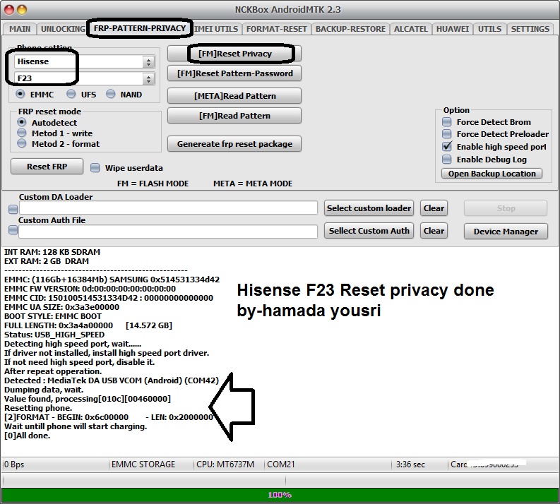 Hisense F23 Reset privacy done