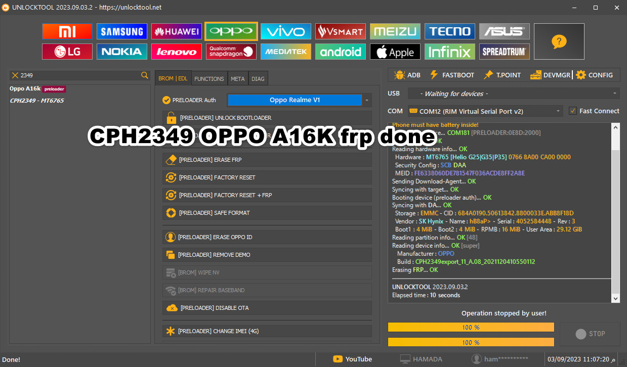 CPH2349 OPPO A16K frp done