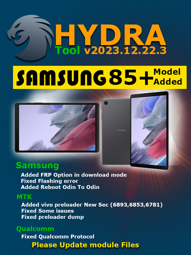 Hydra Tool v2023.12.22.3 (Samsung MTK FRP in Download Mode , Vivo Prel mode Improved)