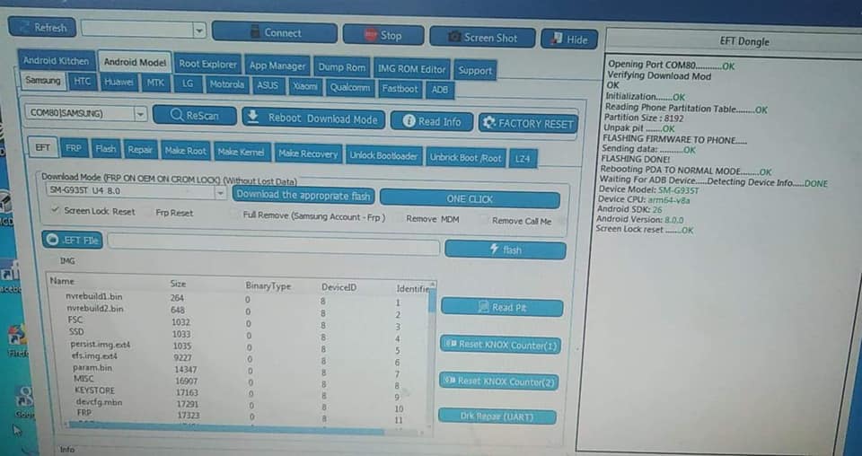 ��� ��� ������8.0 G935T FRP ON +��� MDM ������ EFT DONGLE