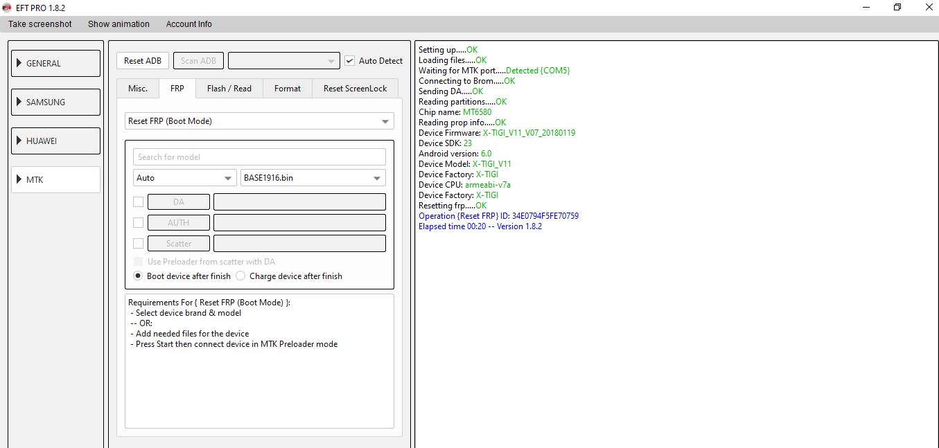 X-tigi V11 FRP reset done