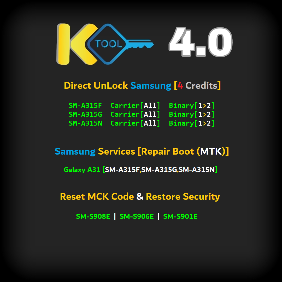 KEY-Tool 4.0 : -> Direct UnLock & Repair Boot Galaxy A31 [SM-A315F,SM-A315G,SM-A315N] - All Security Patch