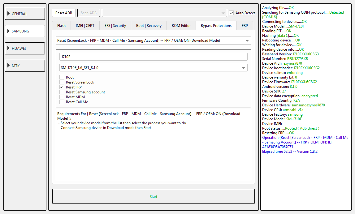 J710F U6 Remove frp Done