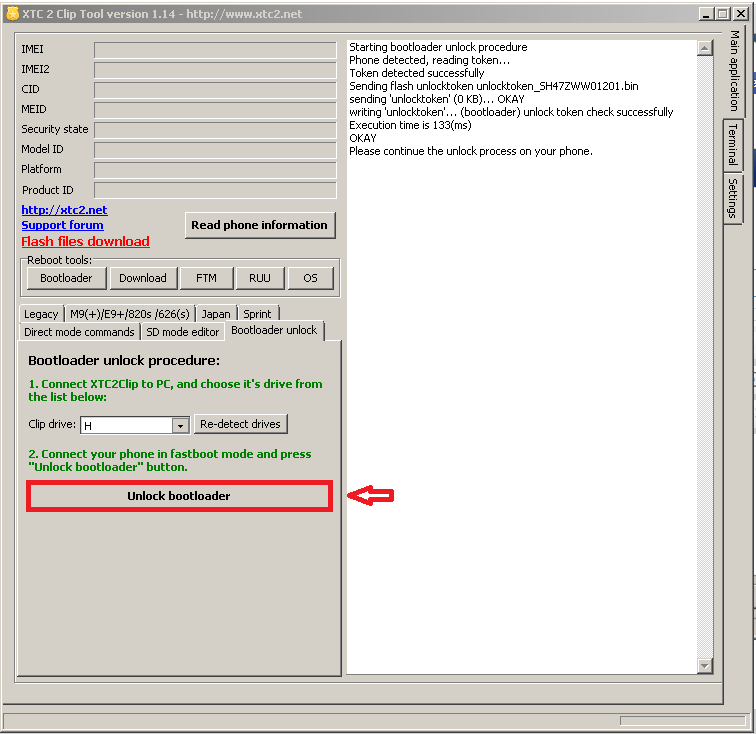 Xtc2cliP All in Unlock Bootloader Htc