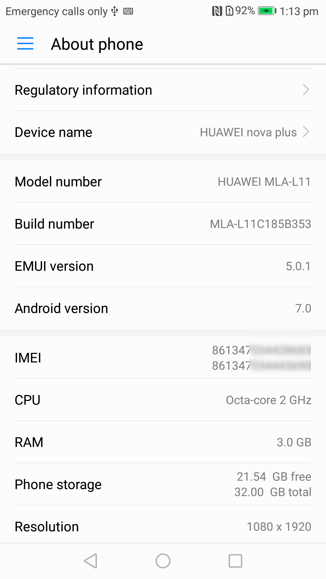    Huawei Nova Plus (MLA-L11)